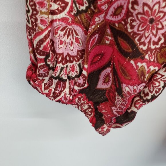 Rose + Olive Boho Floral Babydoll Dress Burgundy Red Pink Long Sleeve Size S NWT - Picture 7 of 15